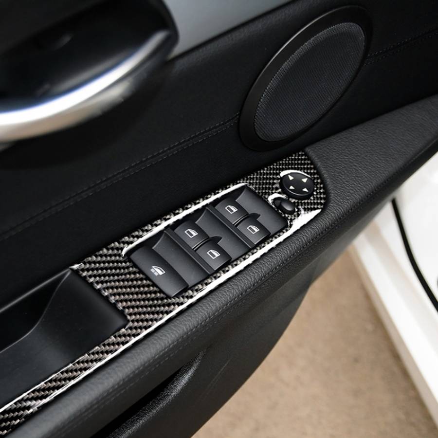 Car Carbon Fiber Window Lift Panel Without Folding Key Solid Color Decorative Sticker for BMW Z4 ...