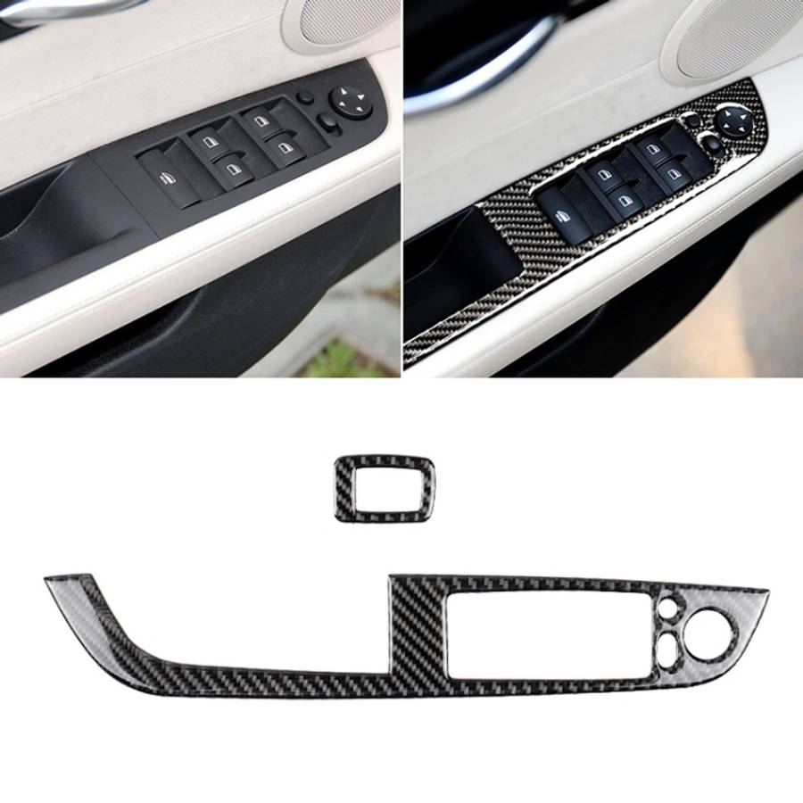 Car Carbon Fiber Window Lift Panel With Folding Key Soild Decorative Sticker for Left Drive BMW Z...