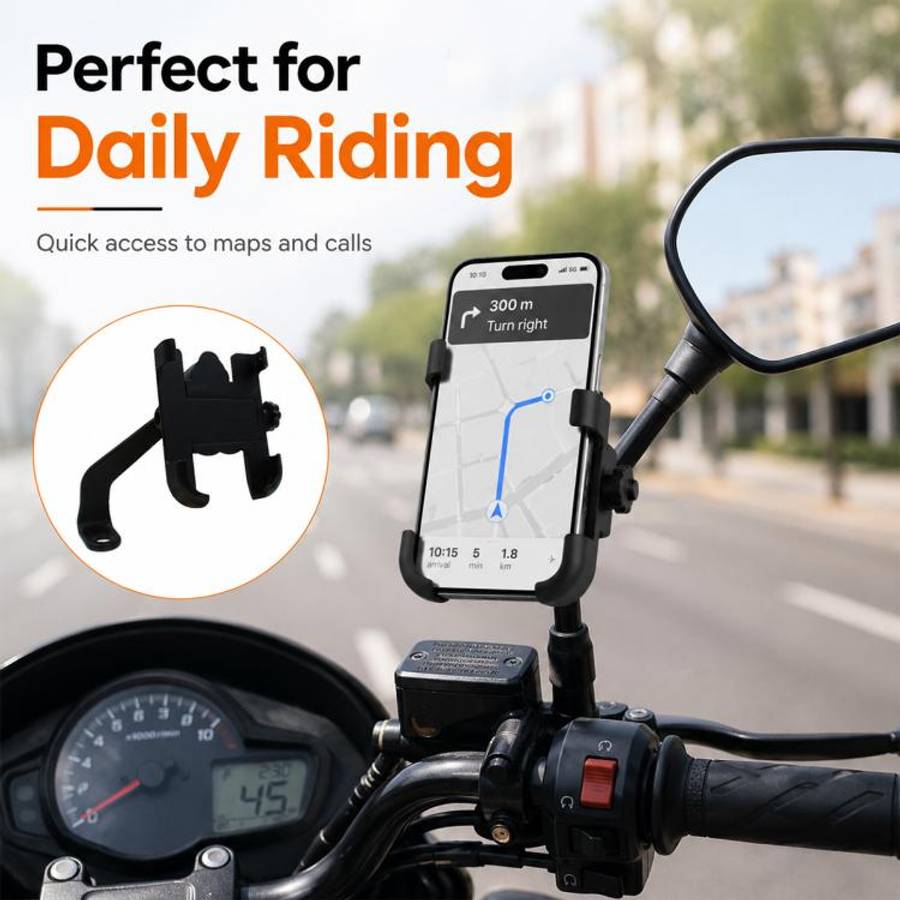 Motorcycle Rear View Mirror Aluminum Alloy Phone Bracket, Suitable for 60-100mm Device, Rear View...