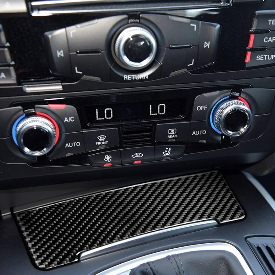 Car Carbon Fiber Storage Cigarette Lighter Panel Decorative Sticker for Audi 2010-2018 Q5 / 2009-...