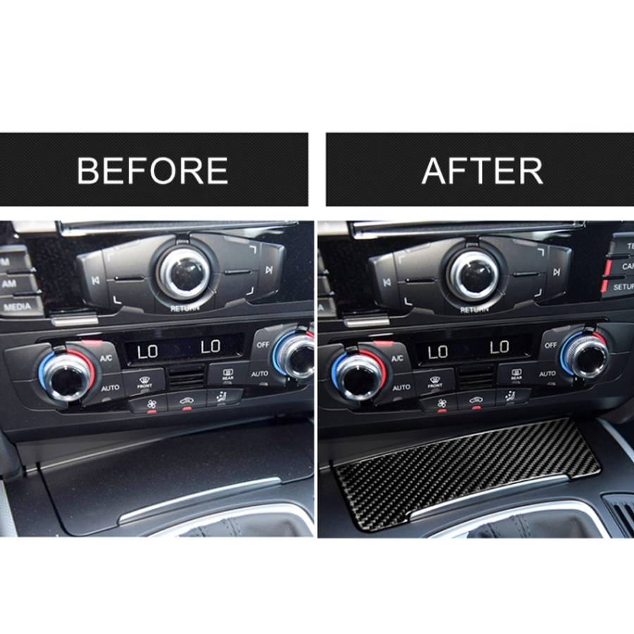 Car Carbon Fiber Storage Cigarette Lighter Panel Decorative Sticker for Audi 2010-2018 Q5 / 2009-...