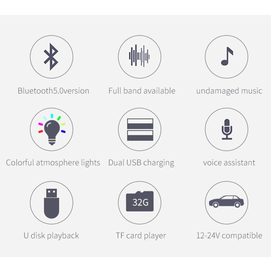 BC42 Bluetooth 5.0 Multi-function Car Colorful Atmosphere Lamp MP3 Player, Support TF Card &amp; ...