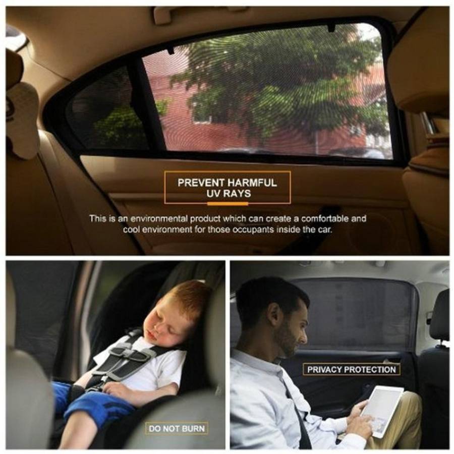 Auto Car Window Mesh Shield Sunshade Visor Net Mosquito Repellent UV Protection Window Covers, Hi...