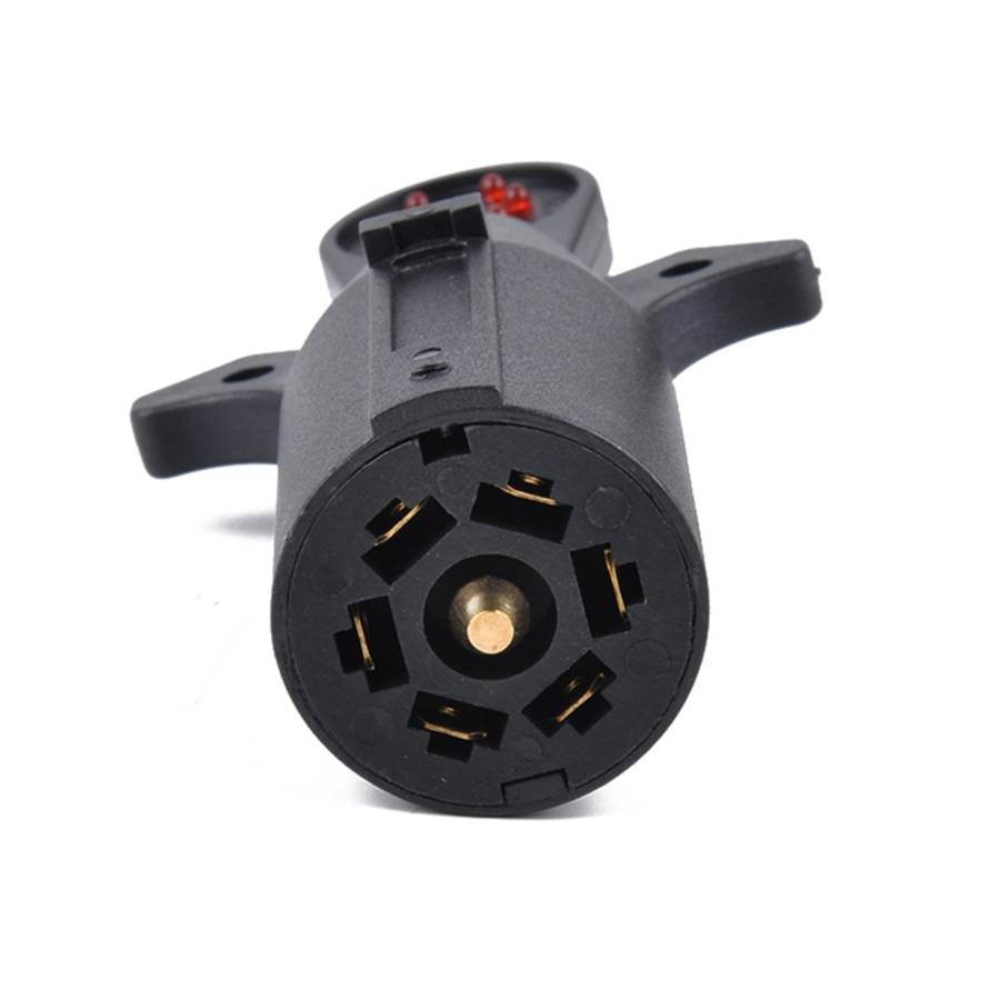 12V 7-Way Blade Trailer Light Wiring Circuit Tester Round Adapter 7 Pin US Plug Signal Tester