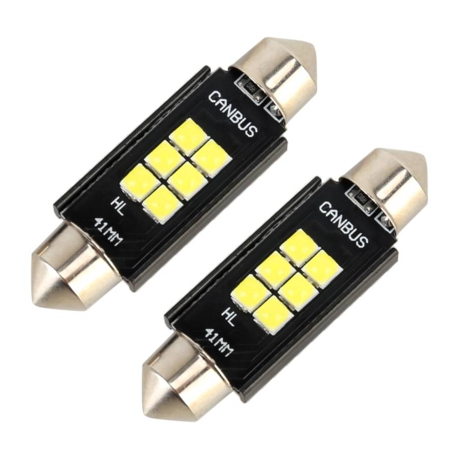 2 PCS 41mm DC12V / 2.5W / 6000K / 170LM 6LEDs SMD-3030 Car Reading Lamp Dome Light