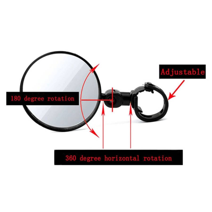 Universal 360 Rotate Adjustable Bicycle Rearview Handlebar Wide-angle Convex Mirror Cycling Rear ...