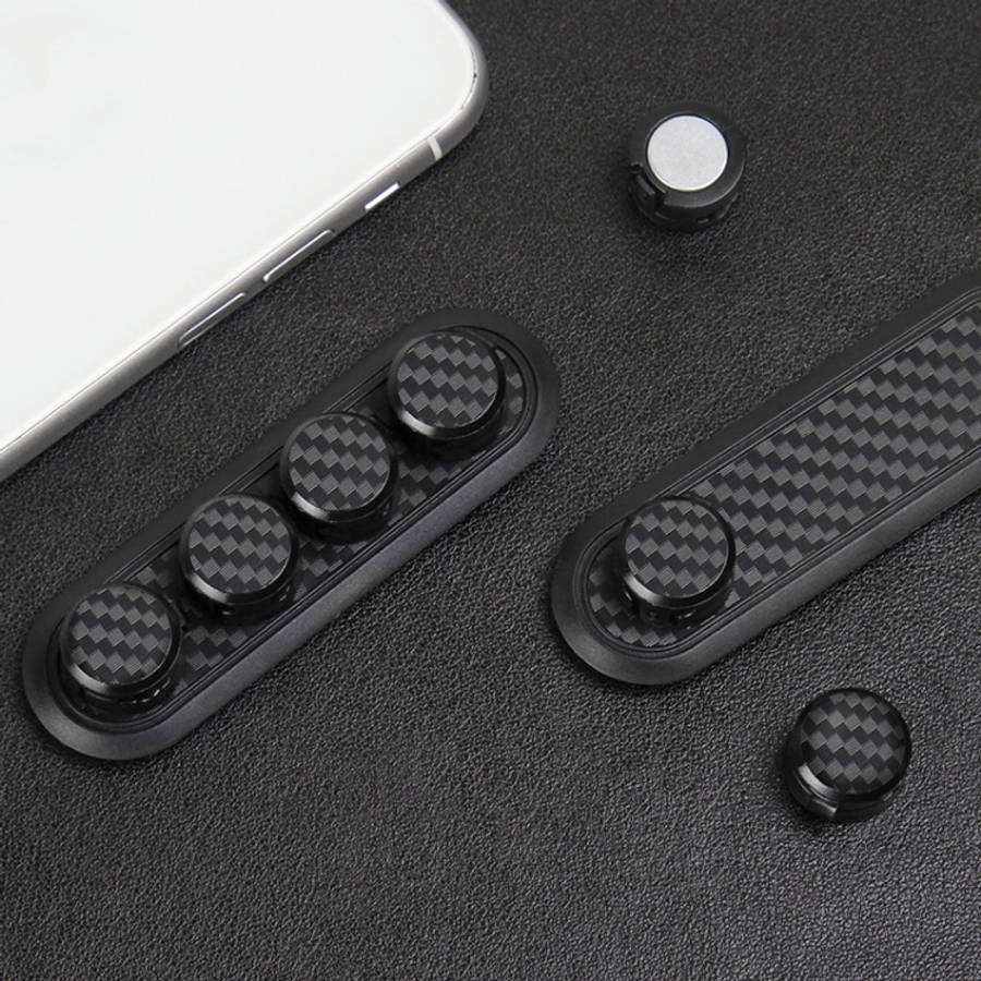 Car Carbon Fiber Magnetic Clamp Cable Storage Box Creative Desktop Hub Organizer