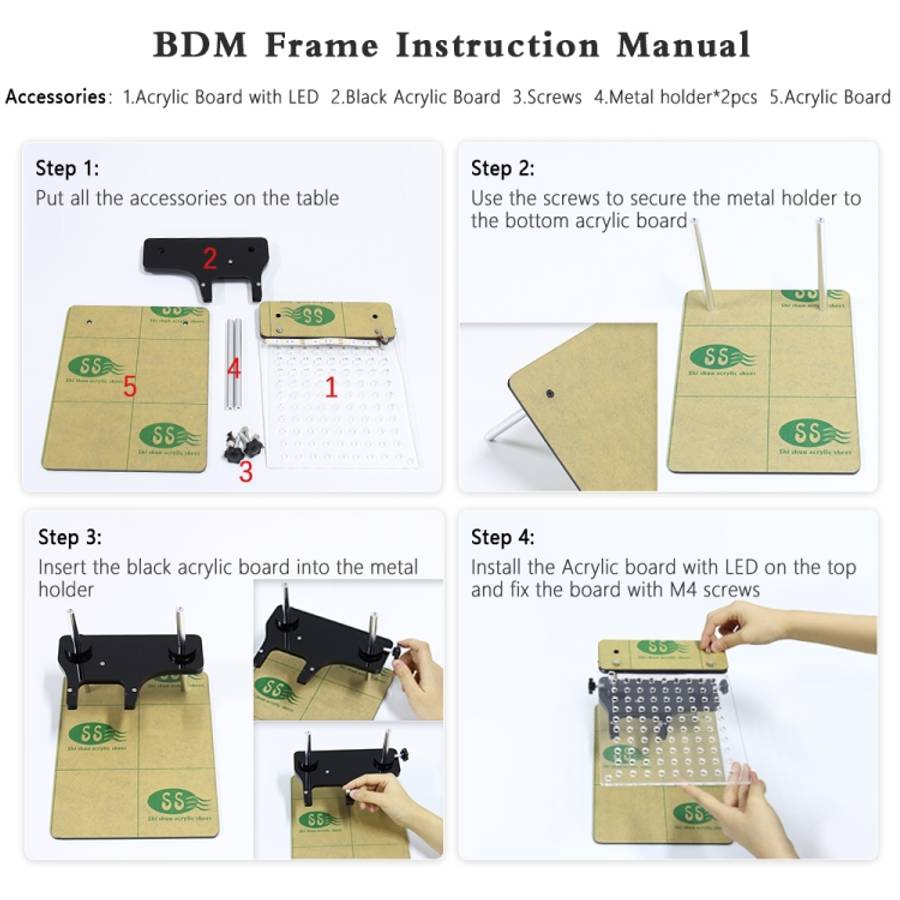Car LED BDM Frame Holder BDM ECU Brush Test Stand with 4 Probe Pens, US Plug