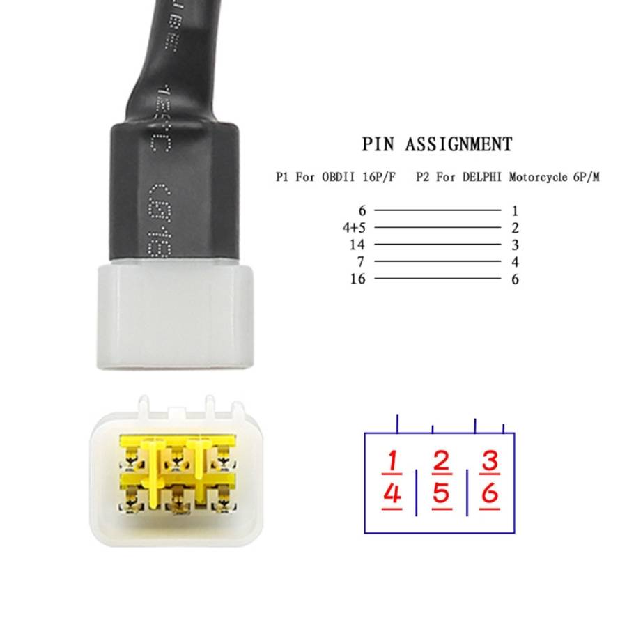 DELPHI Motorcycle OBD Female to 6PIN Connector Cable