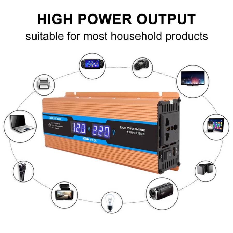Carmaer Modified Sine Wave 48V to 220V 2200W Car Multi-function Double Digital Display Inverter H...