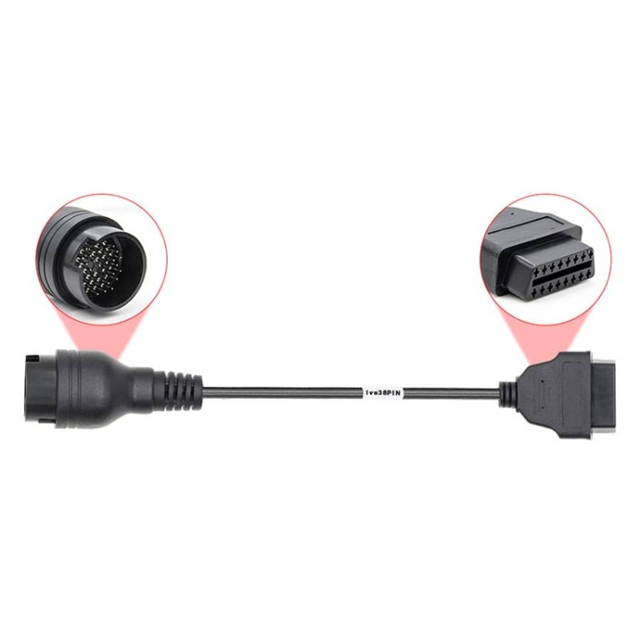 38Pin to 16Pin Truck OBD2 Conversion Cable OBDII Diagnostic Adapter Cable for Iveco