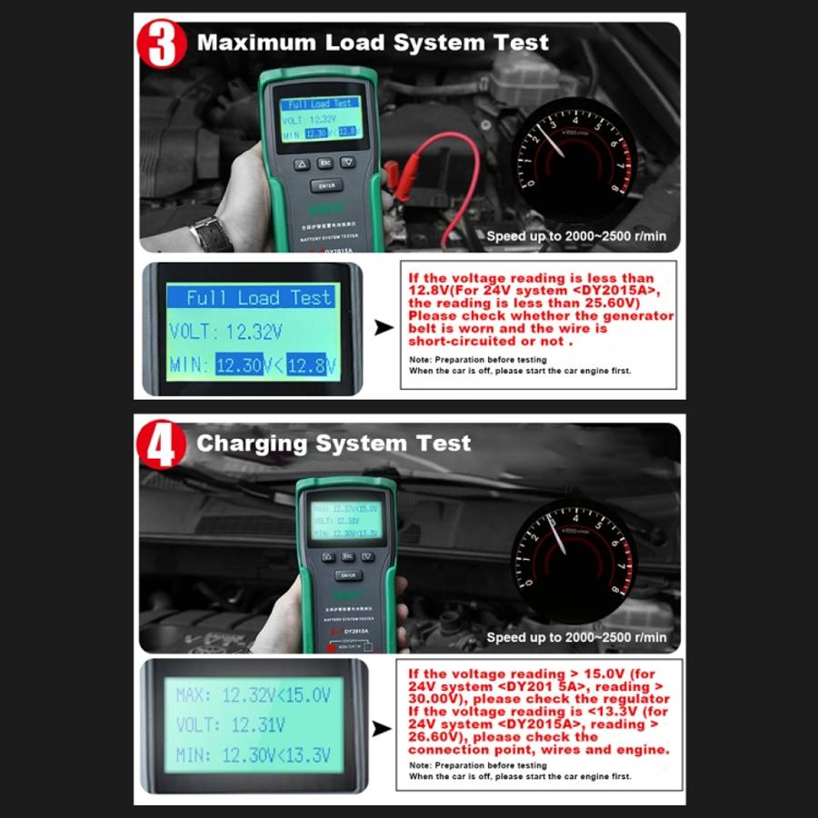 DUOYI DY2015A Car 12V 24V Digital CCA Load Battery Charging Digital Capacity Tester