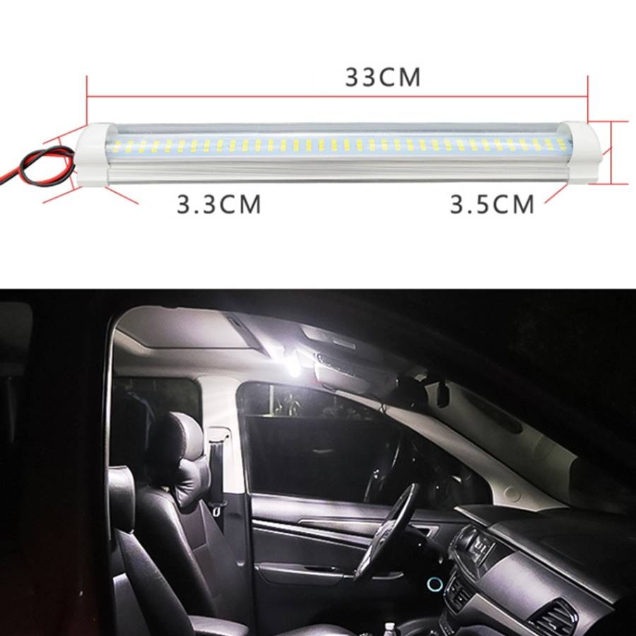 2 PCS ZS-3333 Top Switch Type 12-80V High Bright 108LEDs Car Dome Light Cabin Light Bar