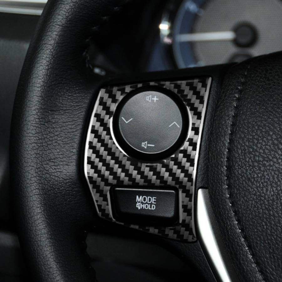 Car Carbon Fiber Steering Wheel Button Frame Decorative Sticker for Toyota Corolla / Levin 2014-2...