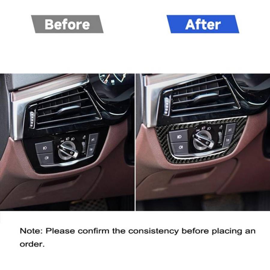 Car Carbon Fiber Headlight Switch Solid Color Decorative Sticker for BMW G01 X3 2018-2020 / G02 X...