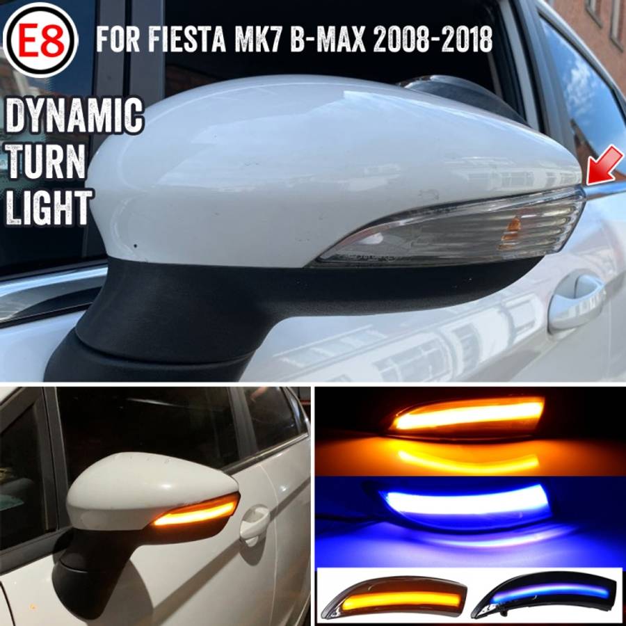 1 Pair For Ford Fiesta 2008-2017 Car Dynamic LED Turn Signal Light Rearview Mirror Flasher Water ...