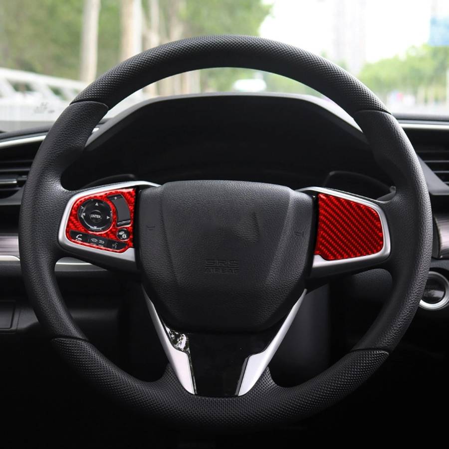 Car Carbon Fiber Steering Wheel Button Middle Configuration Decorative Sticker for Honda Tenth Ge...