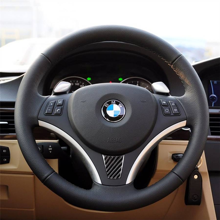 Large A Version Carbon Fiber Car Steering Wheel Decorative Sticker for BMW E90 2005-2012