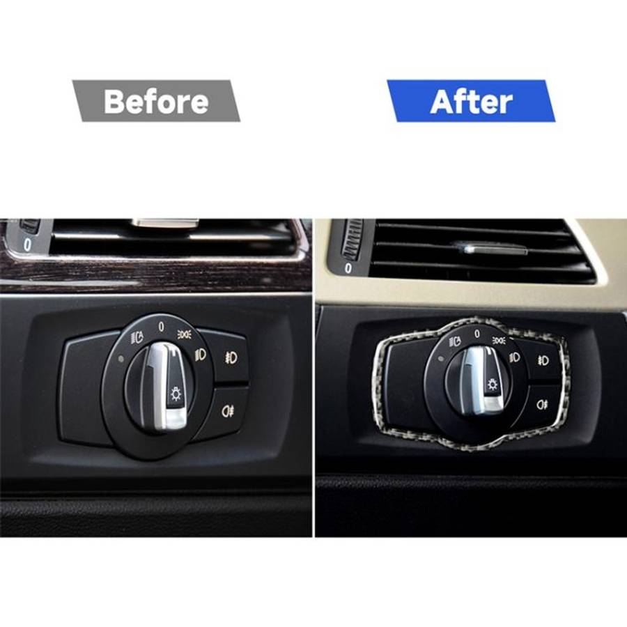 Carbon Fiber Car Headlight Switch Decorative Sticker for BMW E90 / E92 / E93 2005-2012 / 320i / 3...