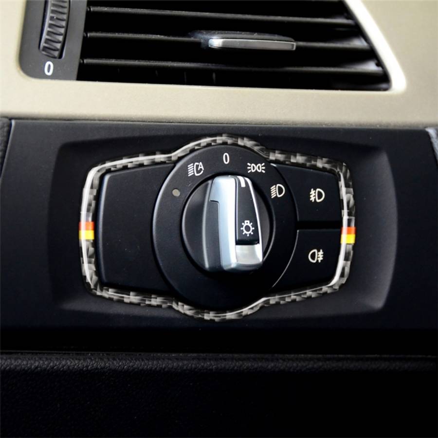 Yellow Red Color Carbon Fiber Car Headlight Switch Decorative Sticker for BMW E90 / E92 / E93 200...