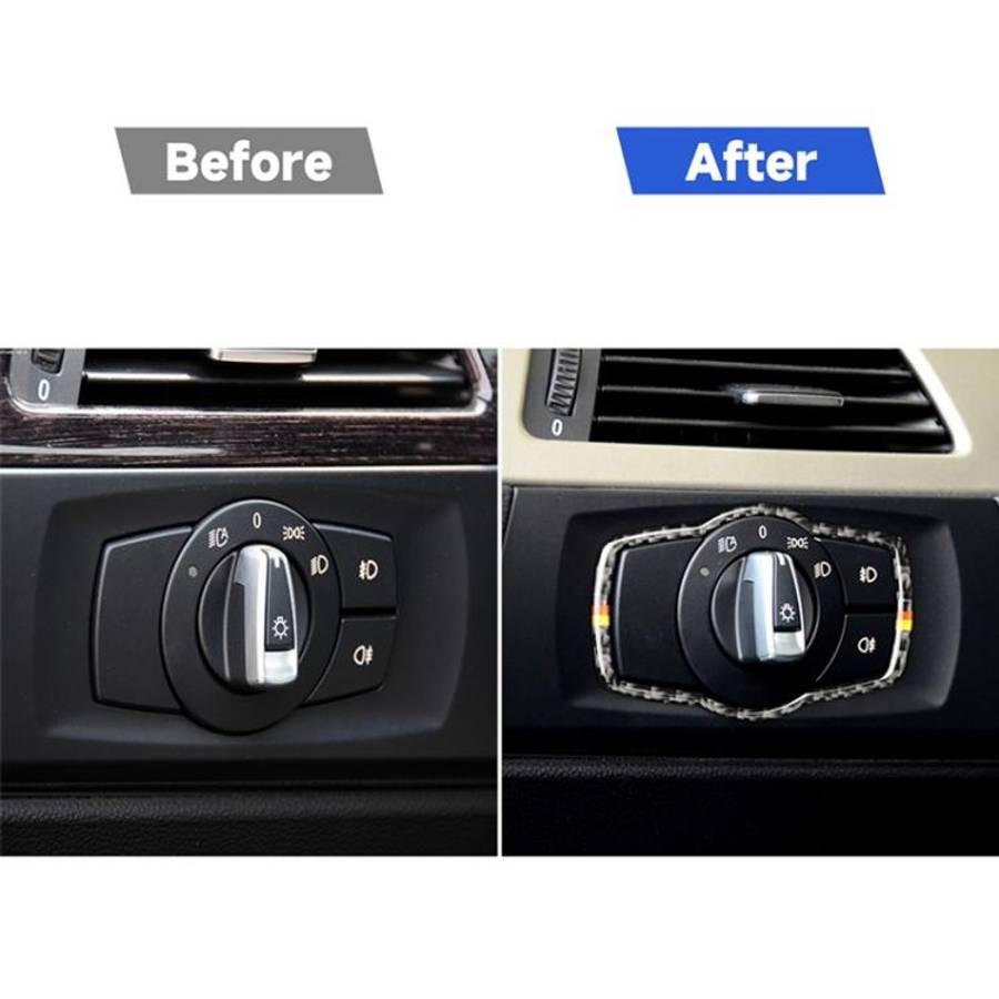 Yellow Red Color Carbon Fiber Car Headlight Switch Decorative Sticker for BMW E90 / E92 / E93 200...