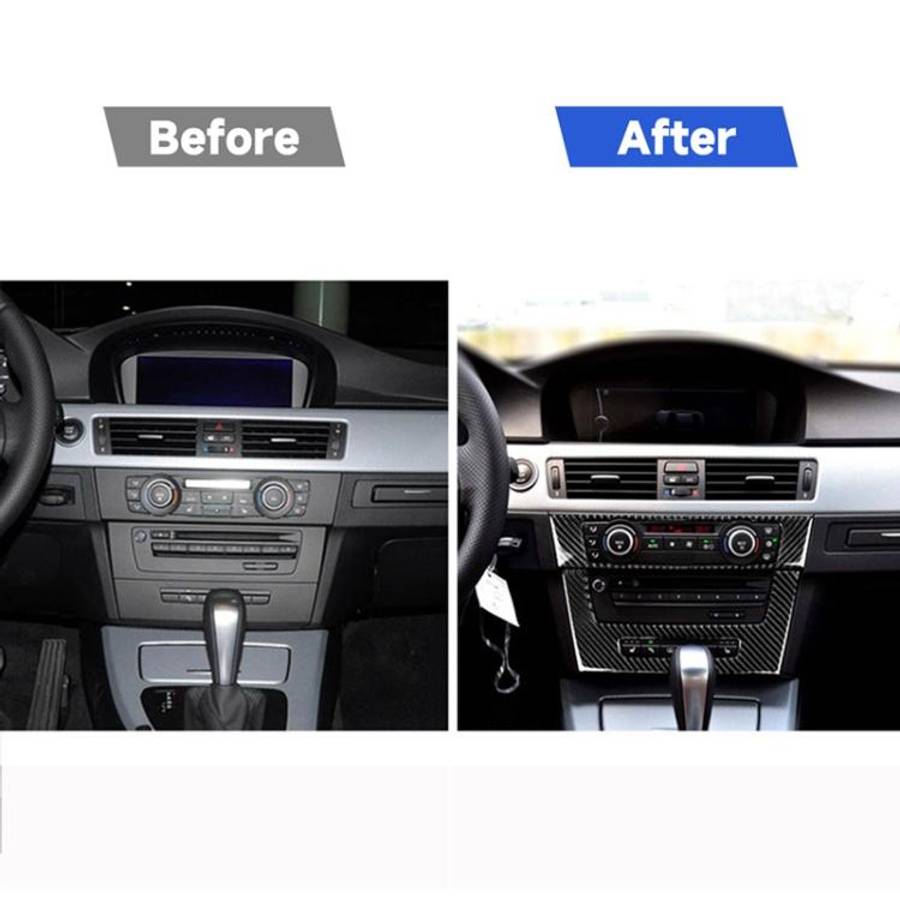 Carbon Fiber Car Central Control CD Panel Decorative Sticker for BMW E90 / E92 2005-2012, High Ed...