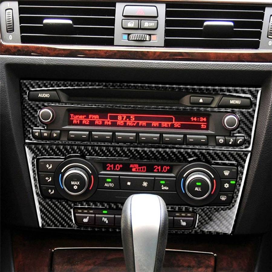 Carbon Fiber Car Central Control CD Panel Decorative Sticker for BMW E90 / E92 2005-2012, Non Nav...