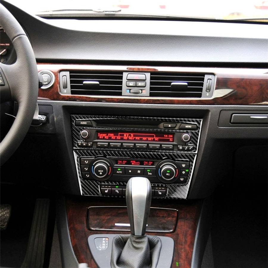 Carbon Fiber Car Central Control CD Panel Decorative Sticker for BMW E90 / E92 2005-2012, Non Nav...