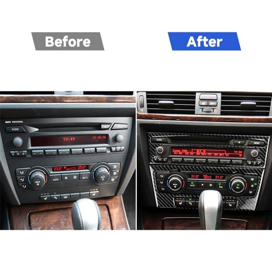 Carbon Fiber Car Central Control CD Panel Decorative Sticker for BMW E90 / E92 2005-2012, Non Nav...