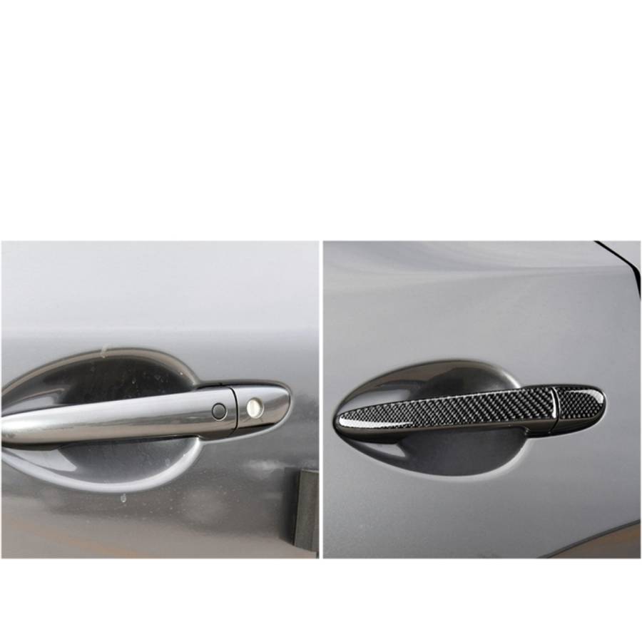 One Set Car Carbon Fiber Outside Door Handle without Smart Hole Decorative Sticker for Mazda CX-5...