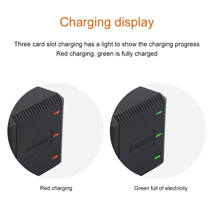 RUIGPRO USB Triple Batteries Housing Charger Box with USB Cable &amp; LED Indicator Light for GoP...