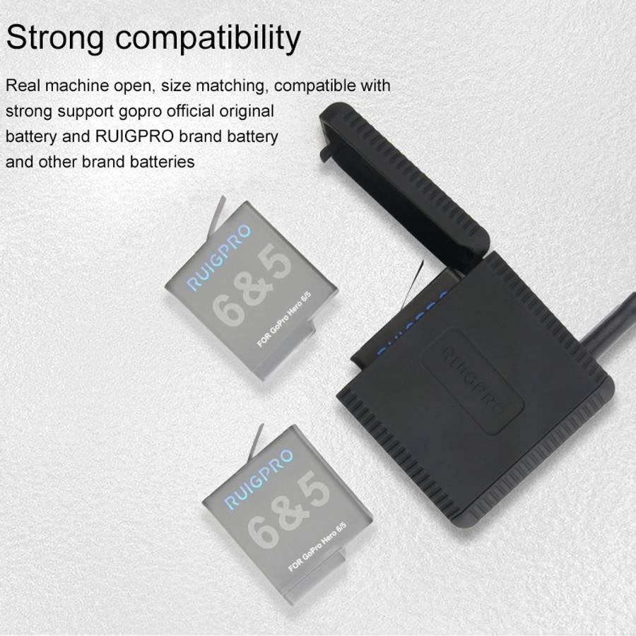 RUIGPRO USB Triple Batteries Housing Charger Box with USB Cable &amp; LED Indicator Light for GoP...