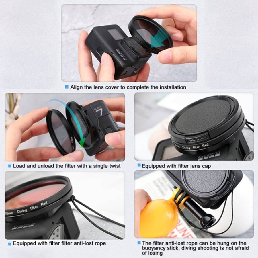 RUIGPRO for GoPro HERO 7/6 /5 Professional 52mm ND4 Lens Filter with Filter Adapter Ring &amp; Le...