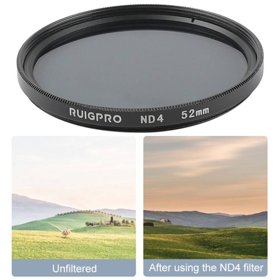 RUIGPRO for GoPro HERO 7/6 /5 Professional 52mm ND4 Lens Filter with Filter Adapter Ring &amp; Le...