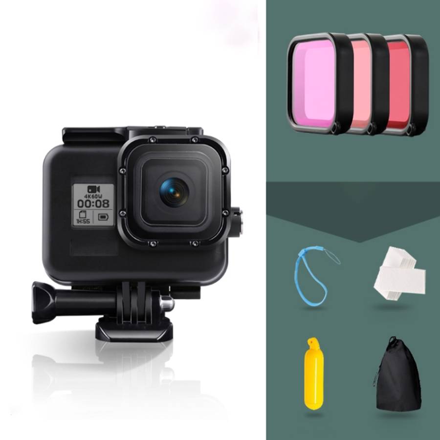 For GoPro HERO8 Black 45m Waterproof Housing Protective Case with Buckle Basic Mount &amp; Screw ...