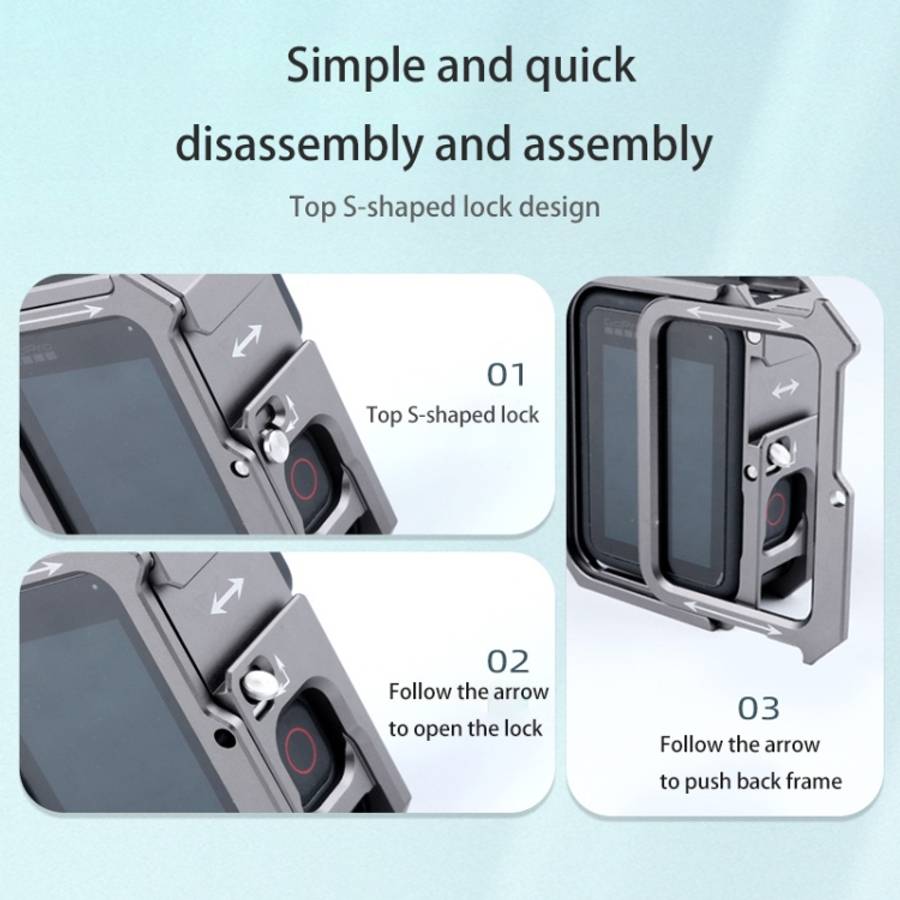 RUIGPRO for GoPro HERO10 Black / HERO9 Black Metal Border Frame Mount Protective Cage with Dual C...