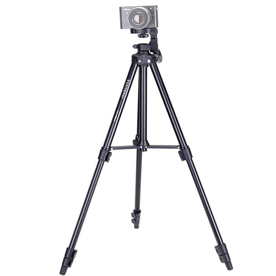 YUNTENG VCT-680RM 4-Section Folding Legs Aluminum Alloy Tripod Mount with Three-Dimensional Tripo...
