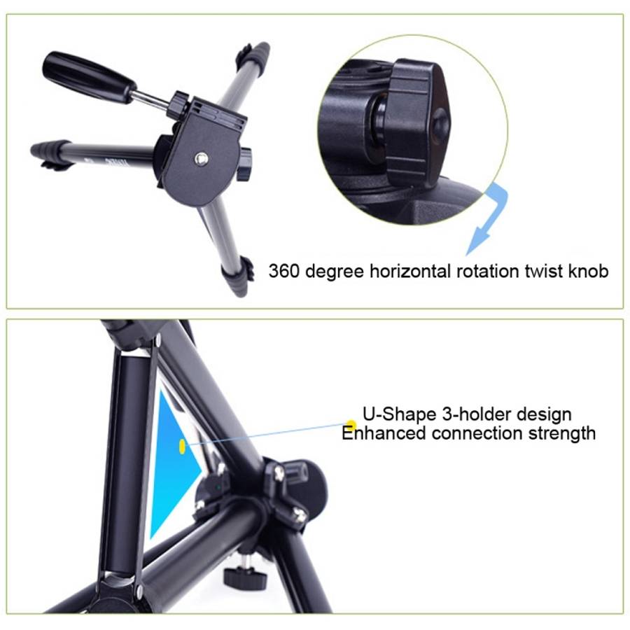 YUNTENG VCT-680RM 4-Section Folding Legs Aluminum Alloy Tripod Mount with Three-Dimensional Tripo...