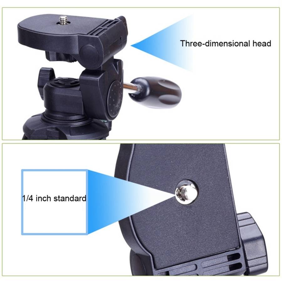 YUNTENG VCT-680RM 4-Section Folding Legs Aluminum Alloy Tripod Mount with Three-Dimensional Tripo...