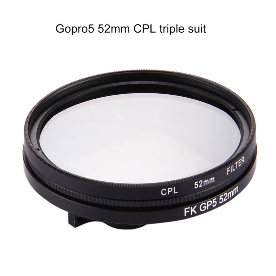 52mm 3 in 1 Round Circle CPL Lens Filter with Cap for GoPro HERO7 Black/6 /5