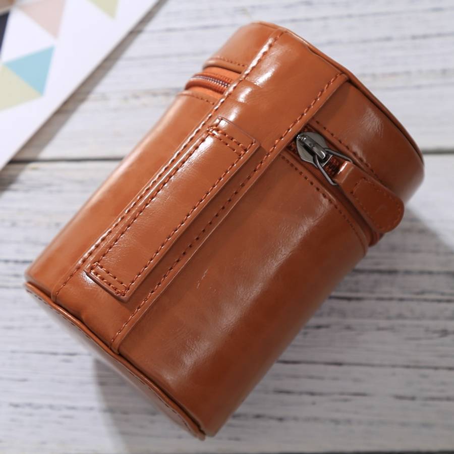 Medium Lens Case Zippered PU Leather Pouch Box for DSLR Camera Lens, Size: 13x9x9cm, 13 x 9cm (Br...