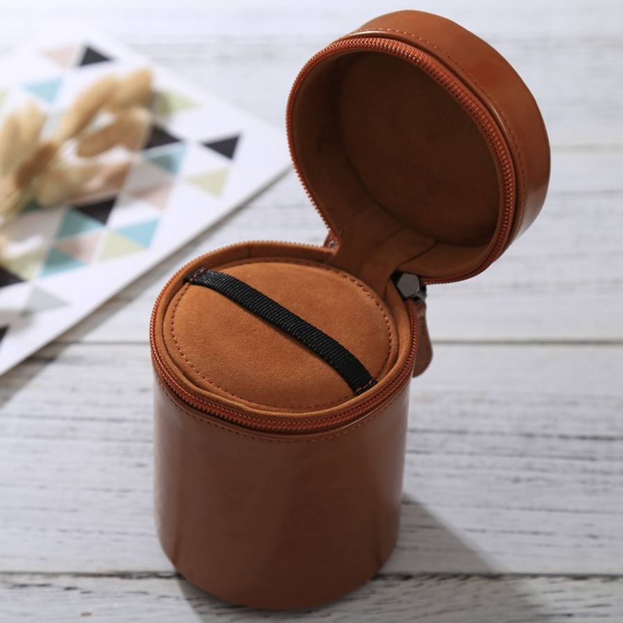 Medium Lens Case Zippered PU Leather Pouch Box for DSLR Camera Lens, Size: 13x9x9cm, 13 x 9cm (Br...