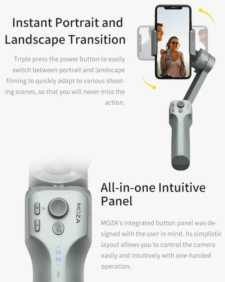 MOZA Mini MX 3 Axis Foldable Handheld Gimbal Stabilizer for Action Camera and Smart Phone, Mini MX