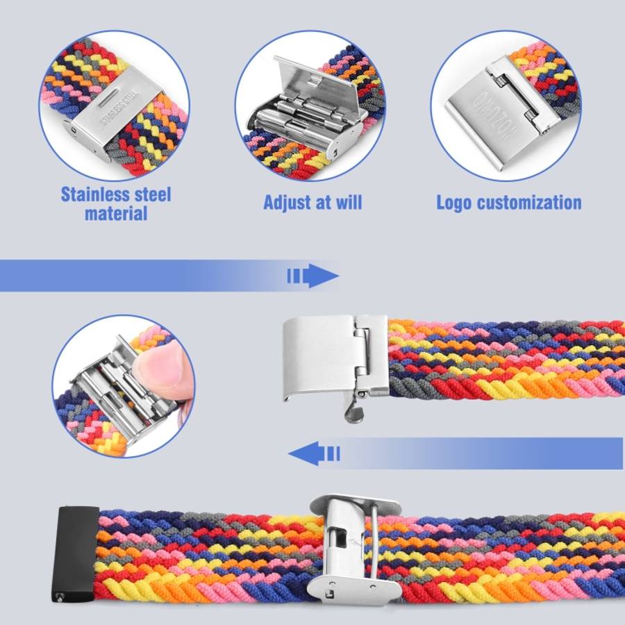 22mm Universal Nylon Braided Metal Buckle Strap, 22mm