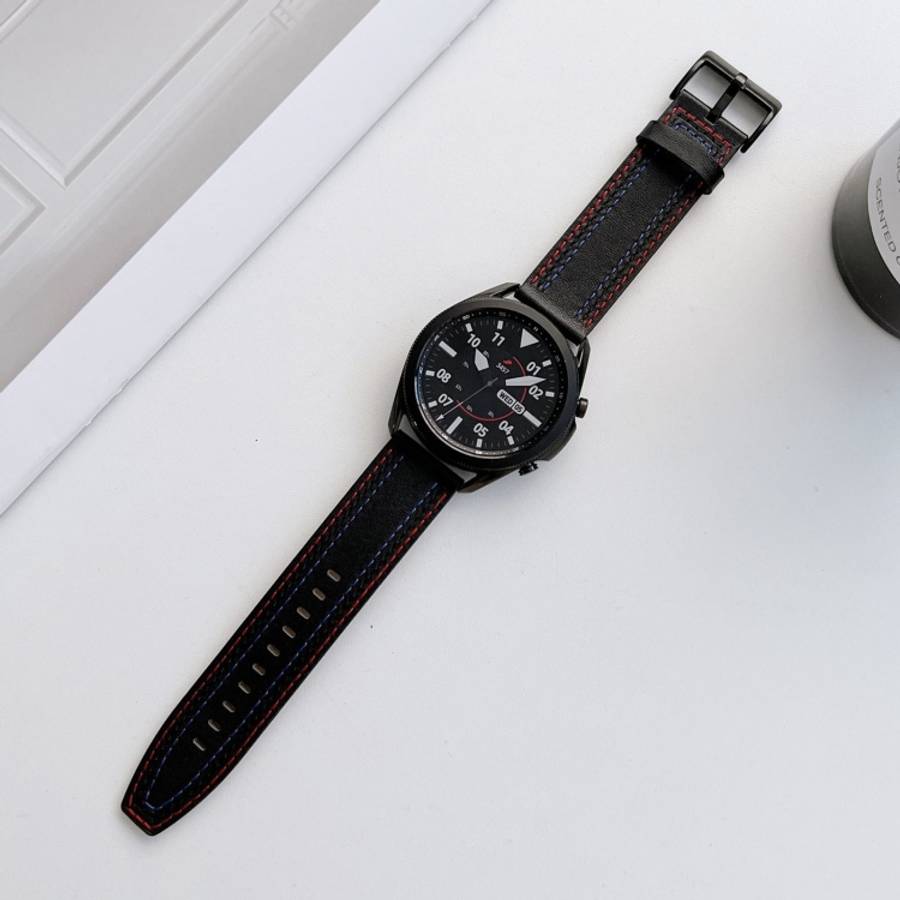 Universal Tricolor Sewing Leather Strap Watchband, 20mm, 22mm