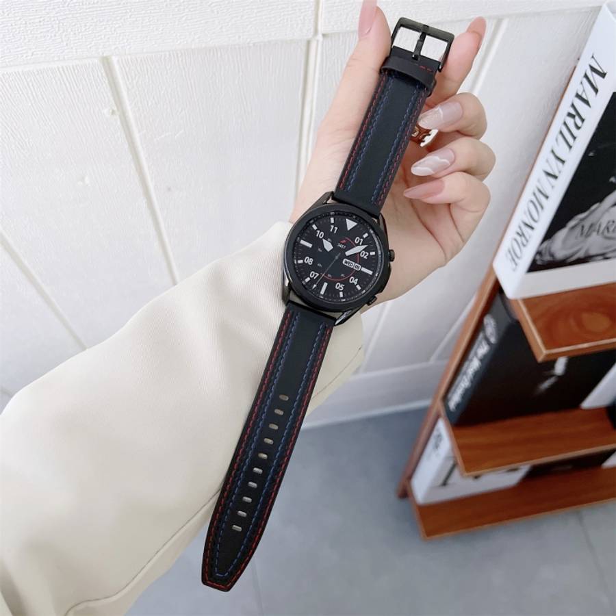Universal Tricolor Sewing Leather Strap Watchband, 20mm, 22mm