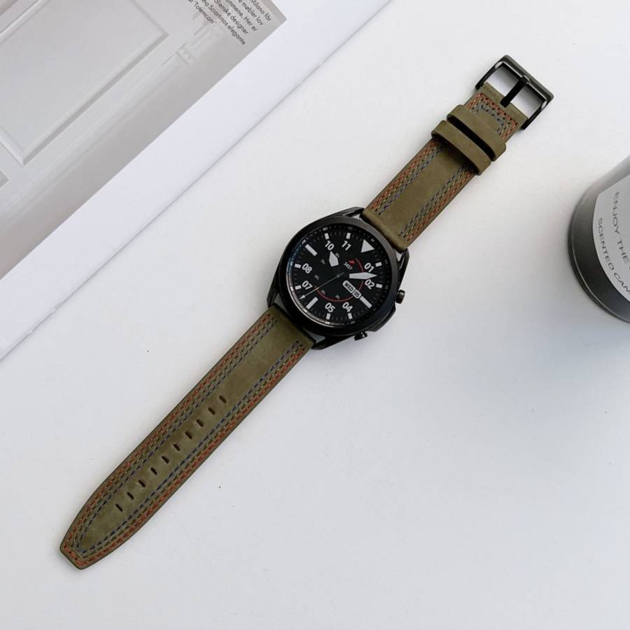 Universal Tricolor Sewing Leather Strap Watchband, 20mm, 22mm