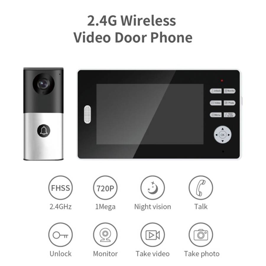 2.4G Wireless Video Doorbell 720P Support Night Vision &amp; Talk &amp; Monitor