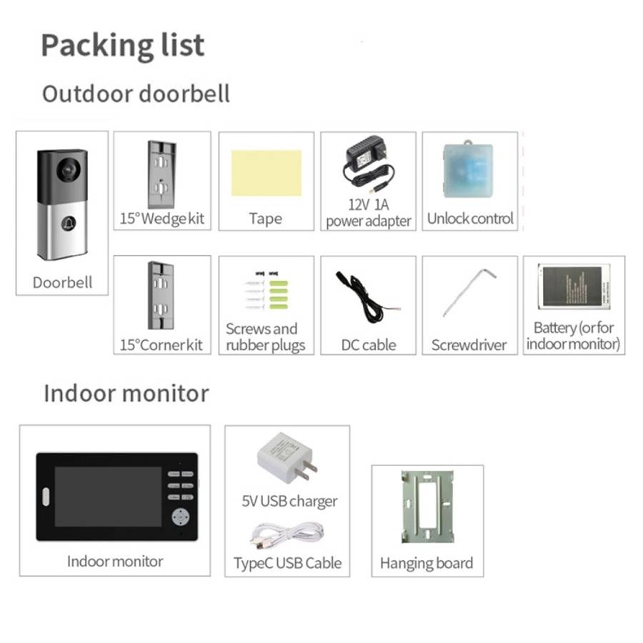 2.4G Wireless Video Doorbell 720P Support Night Vision &amp; Talk &amp; Monitor