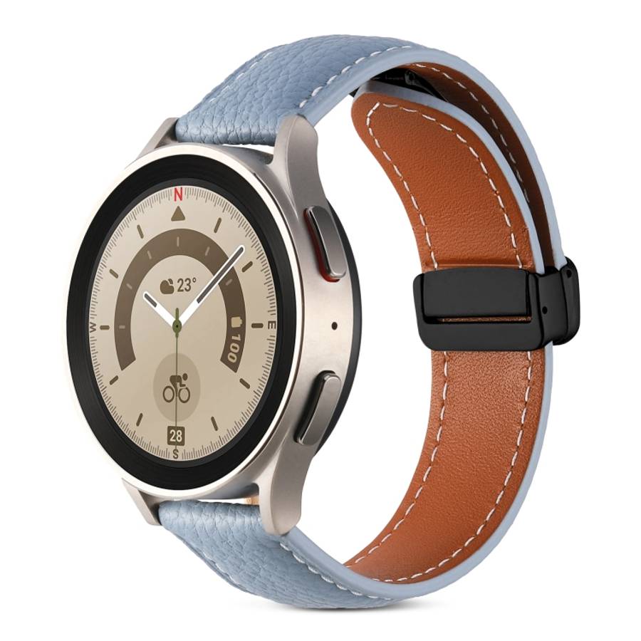 Folding Buckle Genuine Leather Watch Band, 20mm, 22mm